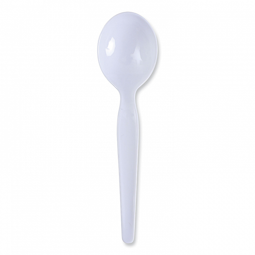 Heavyweight Polystyrene Cutlery, Soup Spoon, Plastic, White, 1,000/Carton (SOUPHWPSWH)