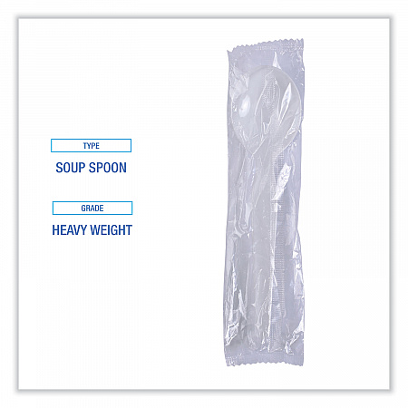 Heavyweight Polystyrene Cutlery, Soup Spoon, Plastic, White, 1,000/Carton (SOUPHWPSWH)