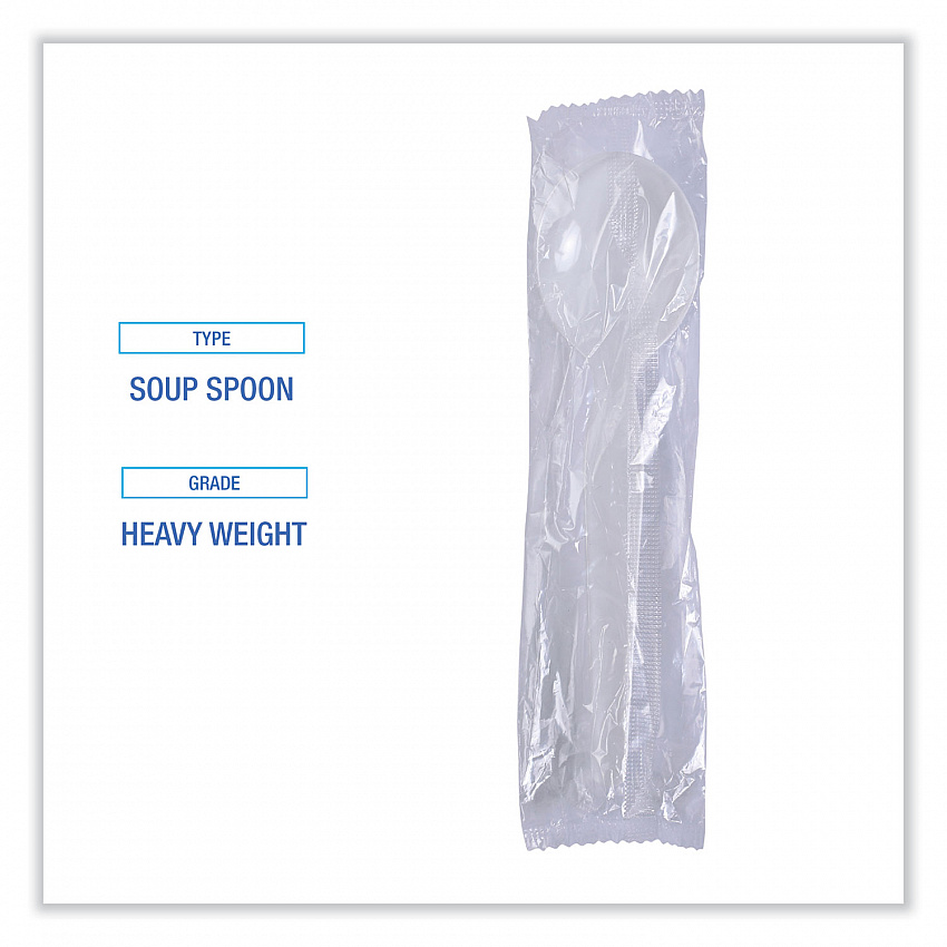 Heavyweight Polystyrene Cutlery, Soup Spoon, Plastic, White, 1,000/Carton (SOUPHWPSWH)