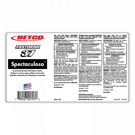 Spectaculoso FastDraw Multipurpose Cleaner, Lavender Scent, 67.6 oz Bottle, 4/Carton (10234700)