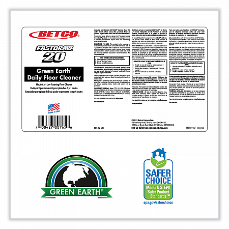 Green Earth Daily FastDraw Floor Cleaner, Unscented, 2 L Bottle, Unscented, 4/Carton (5364700)