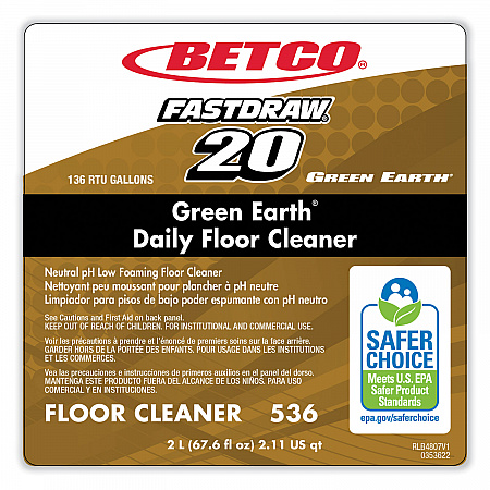 Green Earth Daily FastDraw Floor Cleaner, Unscented, 2 L Bottle, Unscented, 4/Carton (5364700)