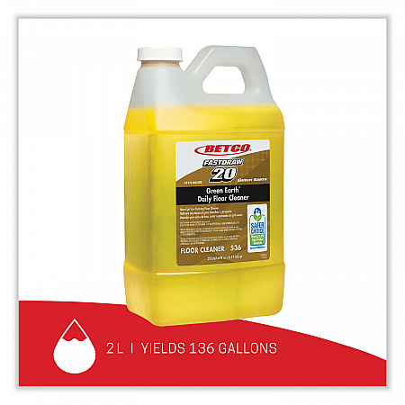 Green Earth Daily FastDraw Floor Cleaner, Unscented, 2 L Bottle, Unscented, 4/Carton (5364700)
