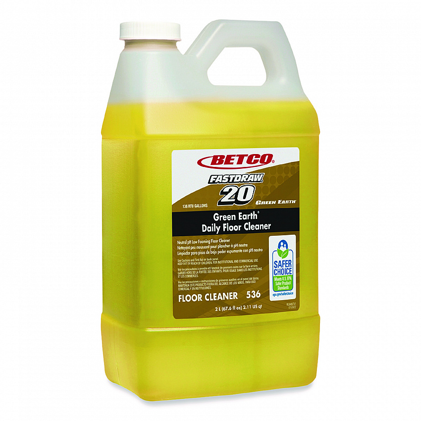Green Earth Daily FastDraw Floor Cleaner, Unscented, 2 L Bottle, Unscented, 4/Carton (5364700)