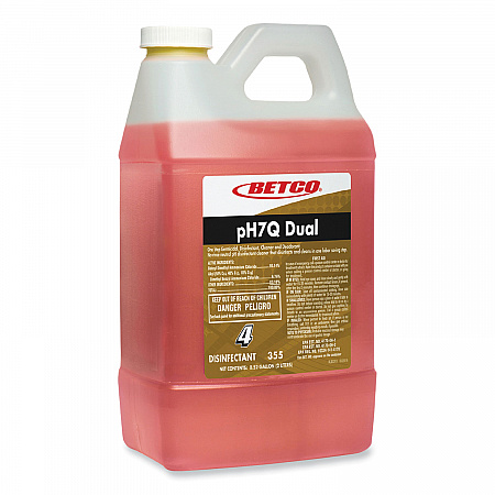 pH7Q Dual Neutral FastDraw Disinfectant Cleaner, Lemon Scent, 67.6 oz Bottle, 4/Carton (3554700)