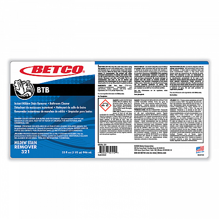 BTB Mildew Stain Remover, Apple Scent, 32 oz Spray Bottle, 12/Carton (3211200)