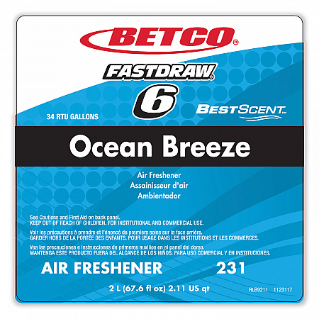 BestScent Ocean Breeze FastDraw Deodorizer, Ocean Breeze, 67.6 oz FastDraw Bottle, 4/Carton (2314700)