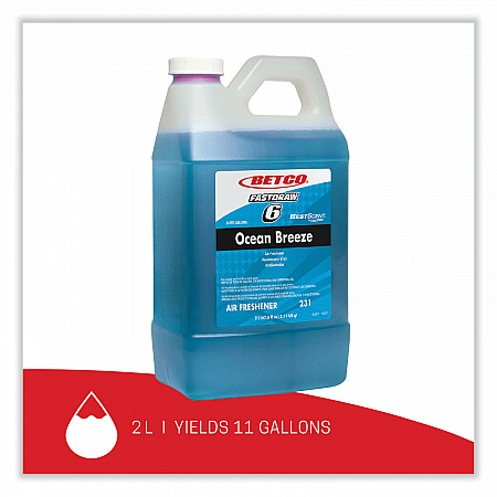BestScent Ocean Breeze FastDraw Deodorizer, Ocean Breeze, 67.6 oz FastDraw Bottle, 4/Carton (2314700)