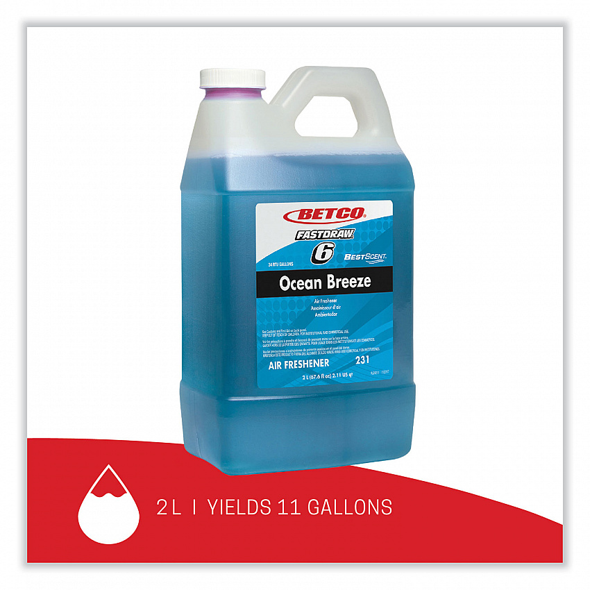 BestScent Ocean Breeze FastDraw Deodorizer, Ocean Breeze, 67.6 oz FastDraw Bottle, 4/Carton (2314700)
