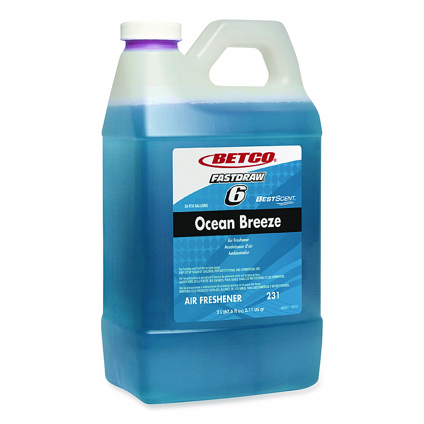 BestScent Ocean Breeze FastDraw Deodorizer, Ocean Breeze, 67.6 oz FastDraw Bottle, 4/Carton (2314700)