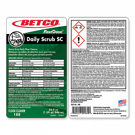 Daily Scrub SC Floor Cleaner, 32 oz Bottle, 6/Carton (1884800)