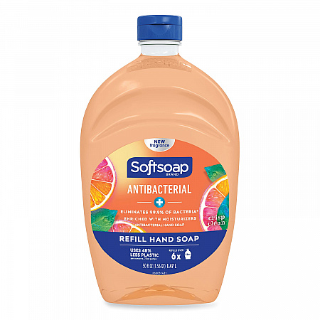 Antibacterial Liquid Hand Soap Refill, Fresh Scent, 50 oz, Orange, 3/Carton (61048277)