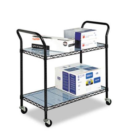 Safco Wire Utility Cart, Two-Shelf, 43.75w x 19.25d x 40.5h, Black (5337BL)
