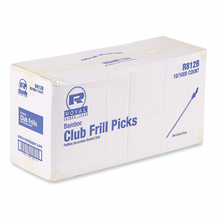 Cellophane-Frill Wood Picks, 4", Bamboo, Assorted Colors, 10,000/Carton (R812B)