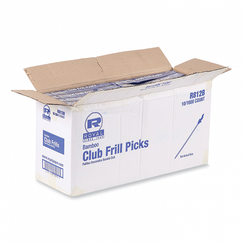 Cellophane-Frill Wood Picks, 4", Bamboo, Assorted Colors, 10,000/Carton (R812B)