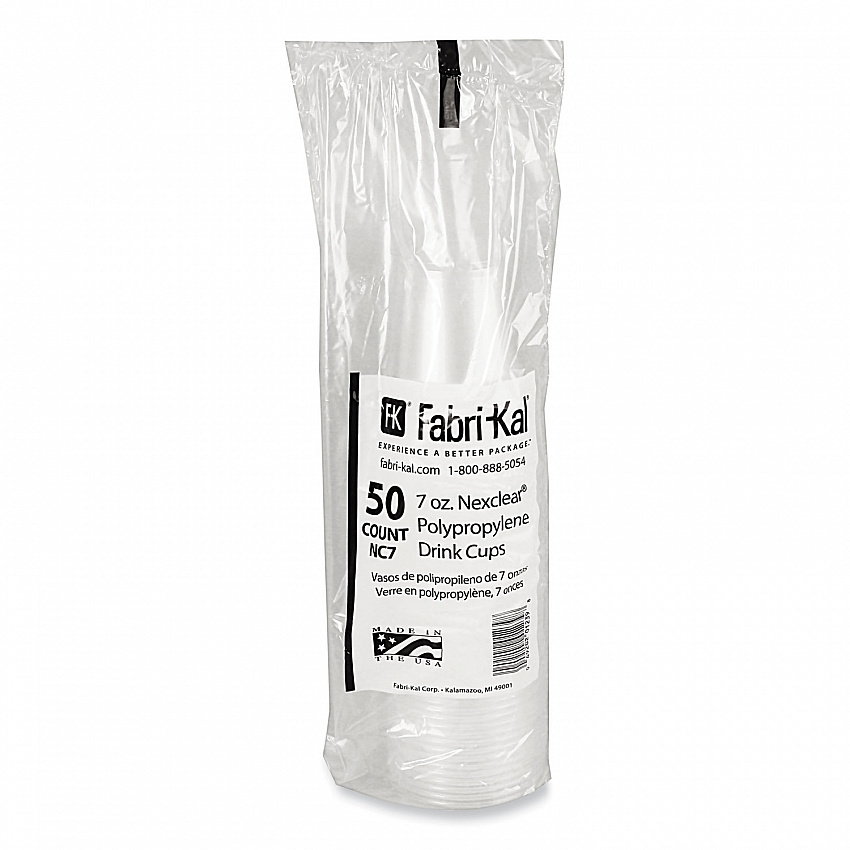 Nexclear Polypropylene Drink Cups, 7 oz, Plastic, Clear, 50/Bag, 20 Bags/Carton (NC7)
