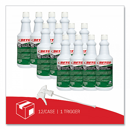 Green Earth RTU Restroom Cleaner, Fresh Mint Scent, 32 oz Bottle, 12/Carton (3091200)