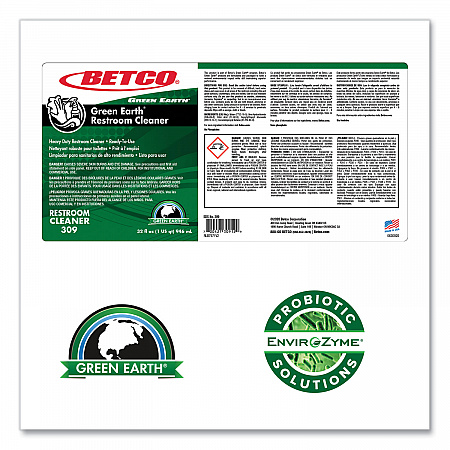 Green Earth RTU Restroom Cleaner, Fresh Mint Scent, 32 oz Bottle, 12/Carton (3091200)