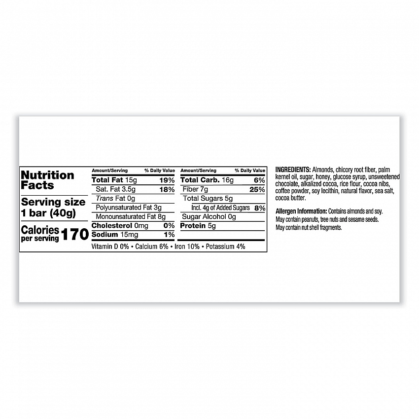 Nuts and Spices Bar, Dark Chocolate Mocha Almond, 1.4 oz Bar, 12/Box (18554)
