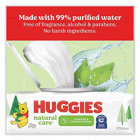 Natural Care Sensitive Baby Wipes, 1-Ply, 3.88 x 6.6, Unscented, White, 184/Pack, 3 Packs/Carton (31816)