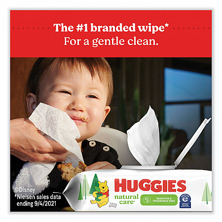 Natural Care Sensitive Baby Wipes, 1-Ply, 3.88 x 6.6, Unscented, White, 184/Pack, 3 Packs/Carton (31816)