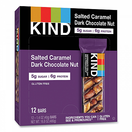 Nuts and Spices Bar, Salted Caramel and Dark Chocolate Nut, 1.4 oz Bar, 12/Pack (26961)