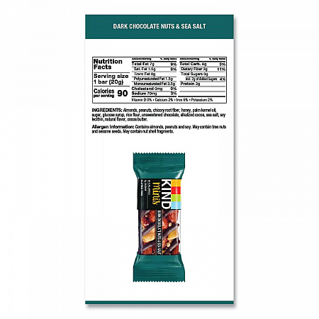 Minis, Dark Chocolate Nuts/Sea Salt, 0.7 oz Bar, 10/Pack (27959)