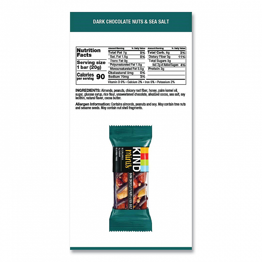 Minis, Dark Chocolate Nuts/Sea Salt, 0.7 oz Bar, 10/Pack (27959)