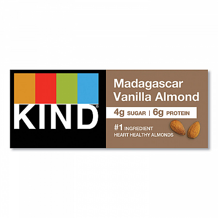 Nuts and Spices Bar, Madagascar Vanilla Almond, 1.4 oz Bar, 12/Box (17850)