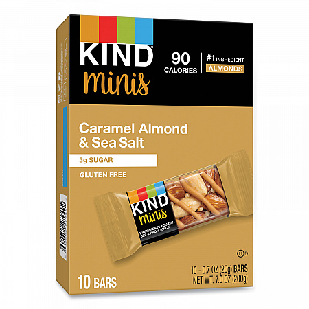 Minis, Caramel Almond Nuts/Sea Salt, 0.7 oz Bar, 10/Pack (27960)