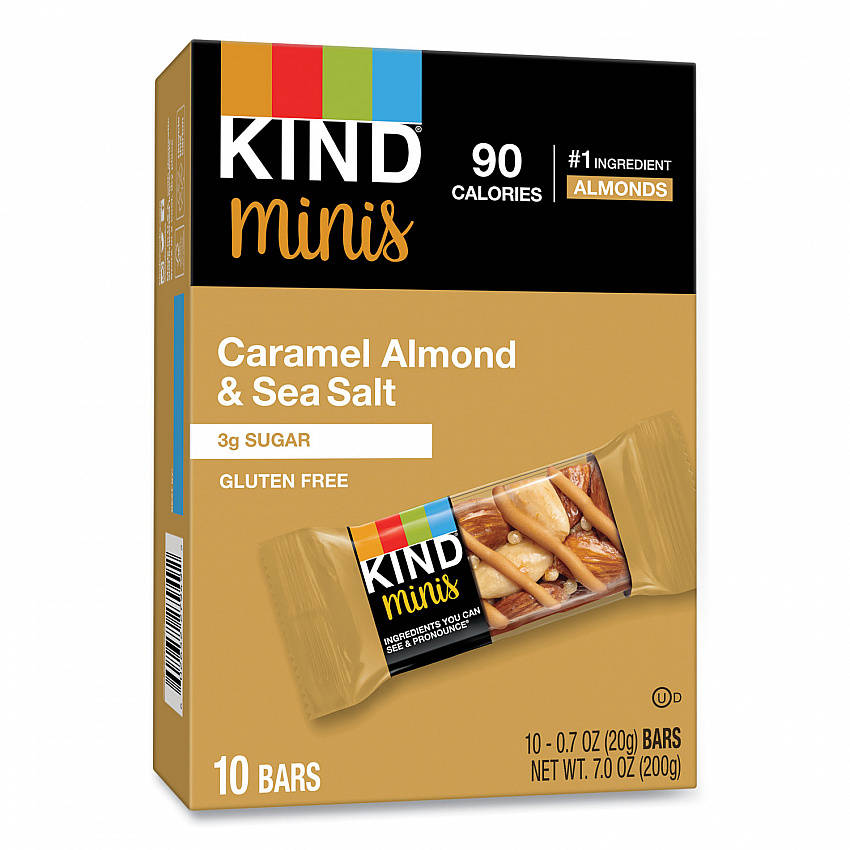 Minis, Caramel Almond Nuts/Sea Salt, 0.7 oz Bar, 10/Pack (27960)