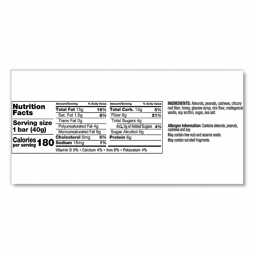 Nuts and Spices Bar, Madagascar Vanilla Almond, 1.4 oz Bar, 12/Box (17850)