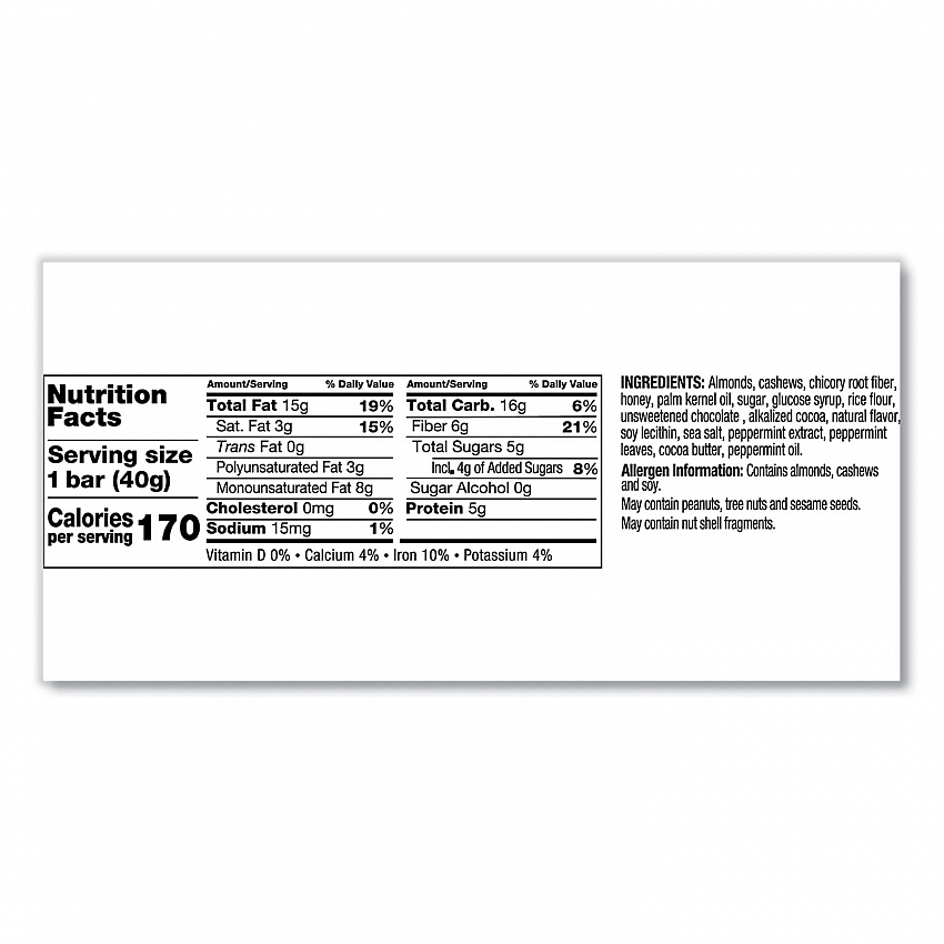 Nuts and Spices Bar, Dark Chocolate Almond Mint, 1.4 oz Bar, 12/Box (19988)
