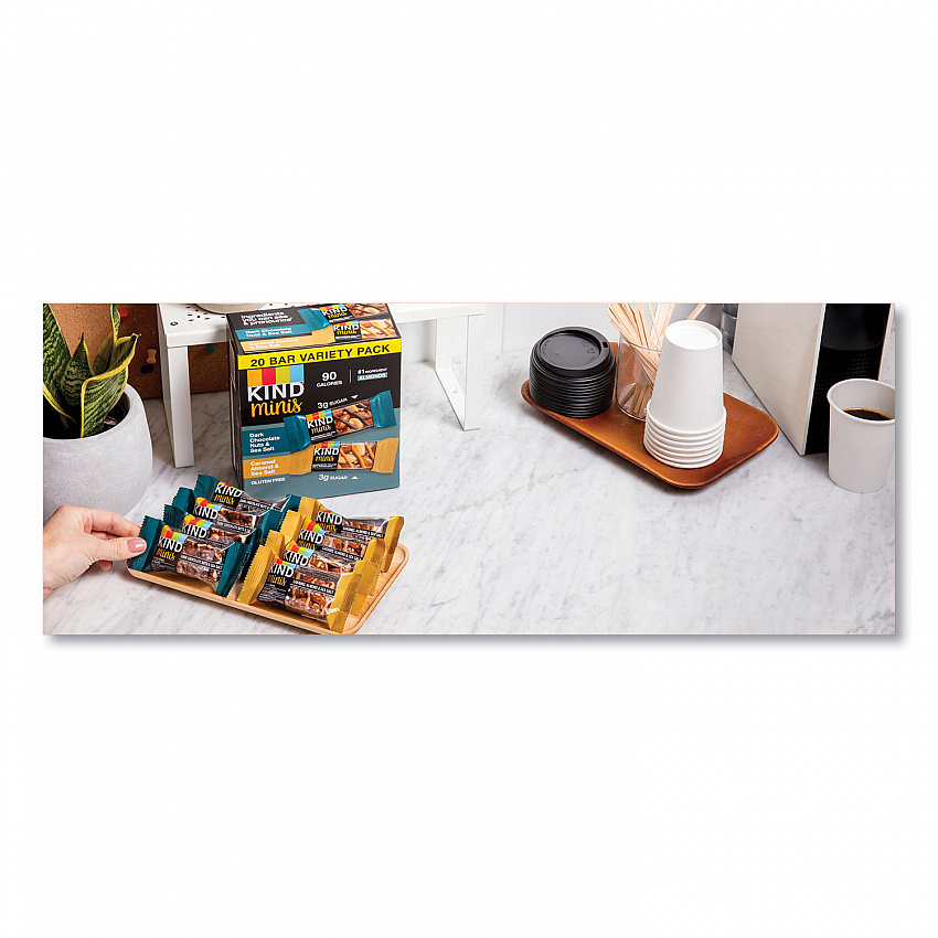Minis, Salted Caramel and Dark Chocolate Nut/Dark Chocolate Almond and Coconut, 0.7 oz, 20/Pack (27970)