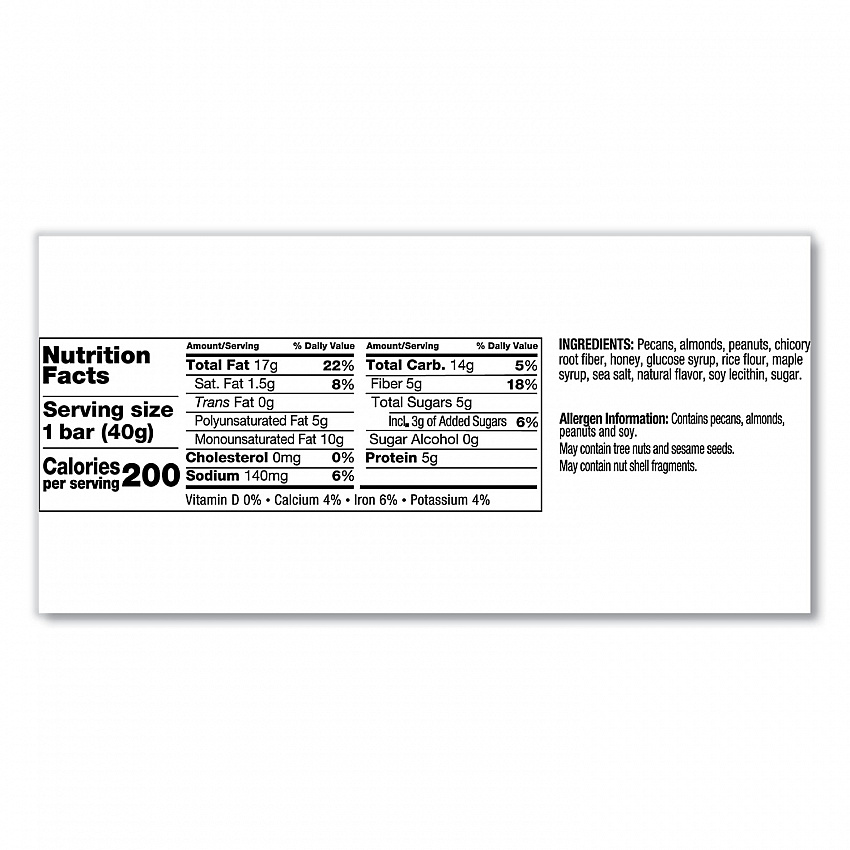 Nuts and Spices Bar, Maple Glazed Pecan and Sea Salt, 1.4 oz Bar, 12/Box (17930)