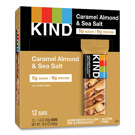 Nuts and Spices Bar, Caramel Almond and Sea Salt, 1.4 oz Bar, 12/Box (18533)