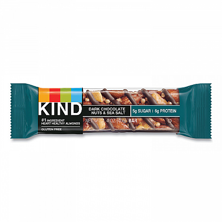 Nuts and Spices Bar, Dark Chocolate Nuts and Sea Salt, 1.4 oz Bar, 12/Box (17851)