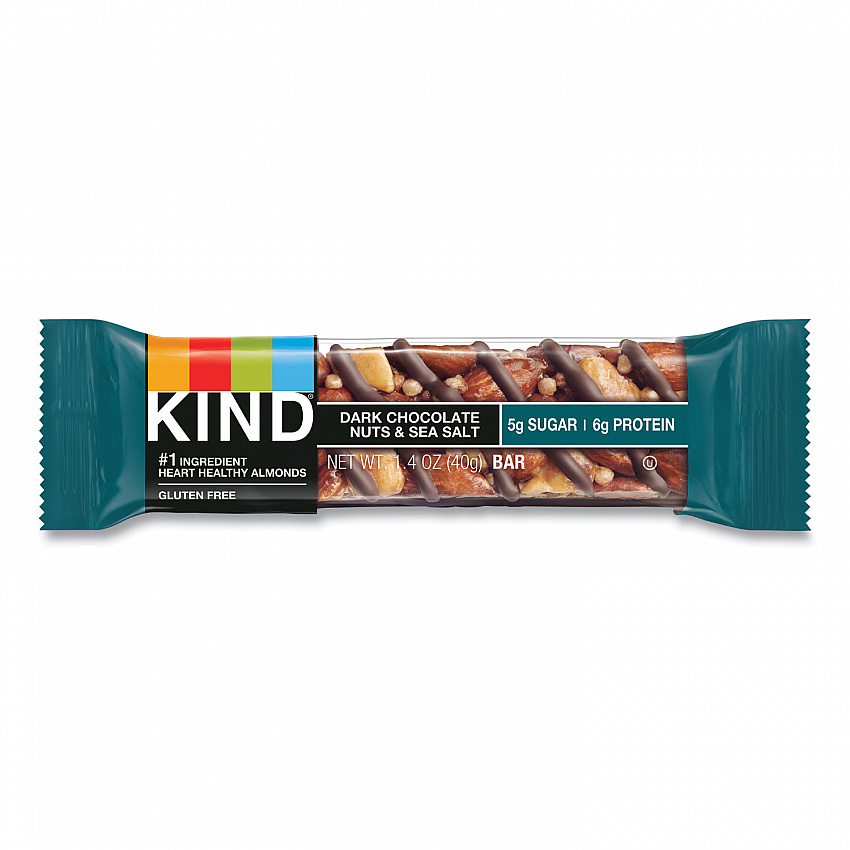 Nuts and Spices Bar, Dark Chocolate Nuts and Sea Salt, 1.4 oz Bar, 12/Box (17851)