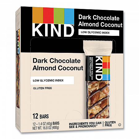 Fruit and Nut Bars, Dark Chocolate Almond and Coconut, 1.4 oz Bar, 12/Box (19987)