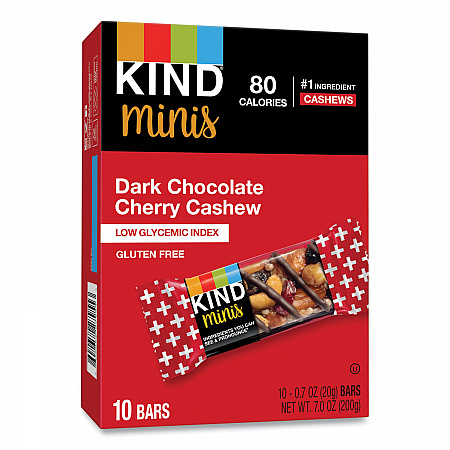 Minis, Dark Chocolate Cherry Cashew, 0.7 oz Bar, 10/Pack (27962)