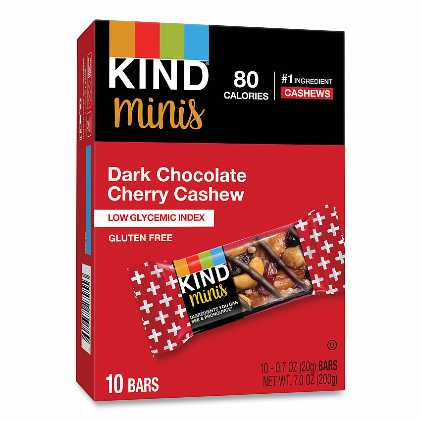 Minis, Dark Chocolate Cherry Cashew, 0.7 oz Bar, 10/Pack (27962)