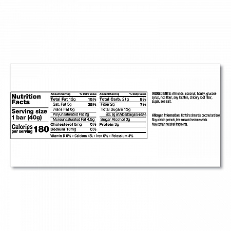Fruit and Nut Bars, Almond and Coconut, 1.4 oz Bar, 12/Box (17828)