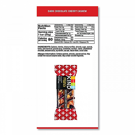 Minis, Dark Chocolate Cherry Cashew, 0.7 oz Bar, 10/Pack (27962)