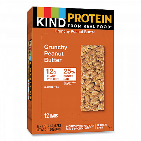 Protein Bars, Crunchy Peanut Butter, 1.76 oz Individually Wrapped, 12/Pack (26026)