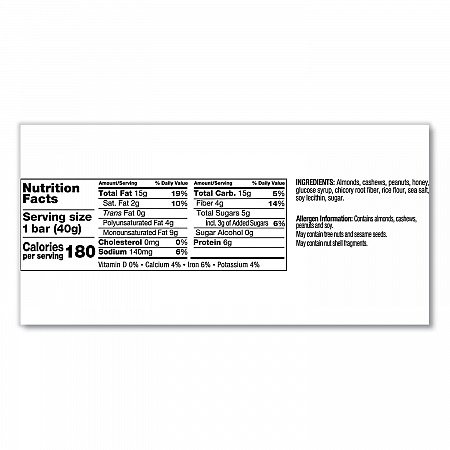 Nuts and Spices Bar, Honey Roasted Nuts/Sea Salt, 1.4 oz Bar, 12/Box (19990)