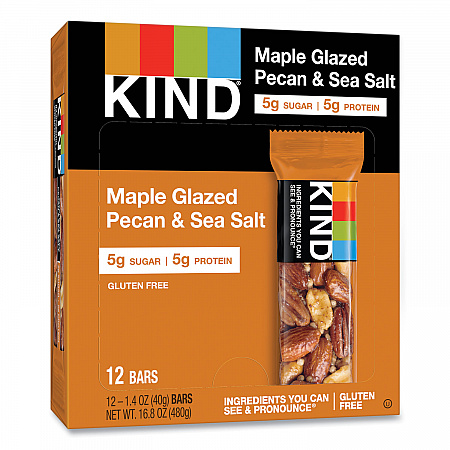 Nuts and Spices Bar, Maple Glazed Pecan and Sea Salt, 1.4 oz Bar, 12/Box (17930)
