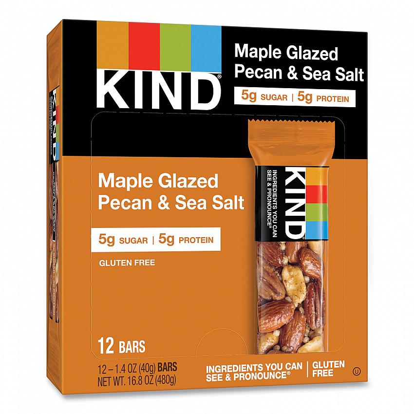 Nuts and Spices Bar, Maple Glazed Pecan and Sea Salt, 1.4 oz Bar, 12/Box (17930)