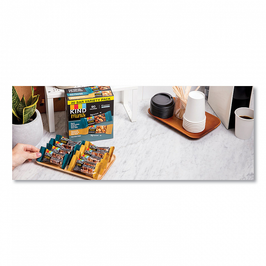 Minis, Dark Chocolate Nuts and Sea Salt/Caramel Almond and Sea Salt, 0.7 oz Bar, 20/Pack (27964)
