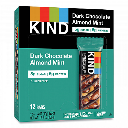 Nuts and Spices Bar, Dark Chocolate Almond Mint, 1.4 oz Bar, 12/Box (19988)