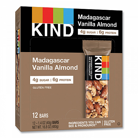 Nuts and Spices Bar, Madagascar Vanilla Almond, 1.4 oz Bar, 12/Box (17850)
